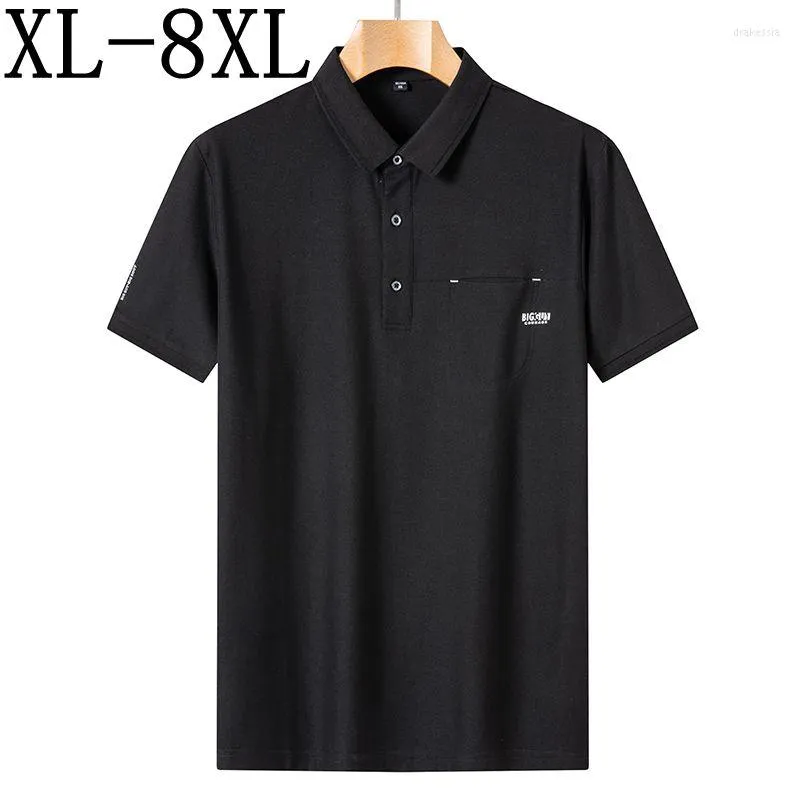 Herrpolos 8xl 7xl 6xl 2023 Summer Högkvalitativ T -shirt för män Kläder Löst herrskjorta med Pocket Business Chemise Homme