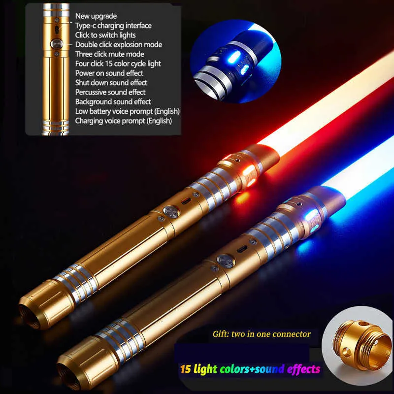 Led Rave Jouet RVB Sabre Laser Poignée En Métal Pour Duel Lourd 7 Changement De Couleur Cosplay Props Foc Blaster Laser 78cm Enfants Épée Jouets Y2303