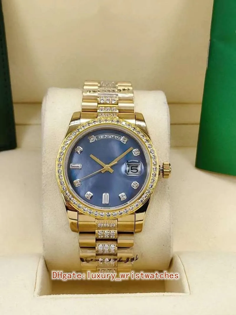 Moda Unissex Women Women observa relógios de pulso 36mm 128348rbr 128348 amarelo dourado azul madrepérola diamante 2813 movimento automático masculino ladies relógio