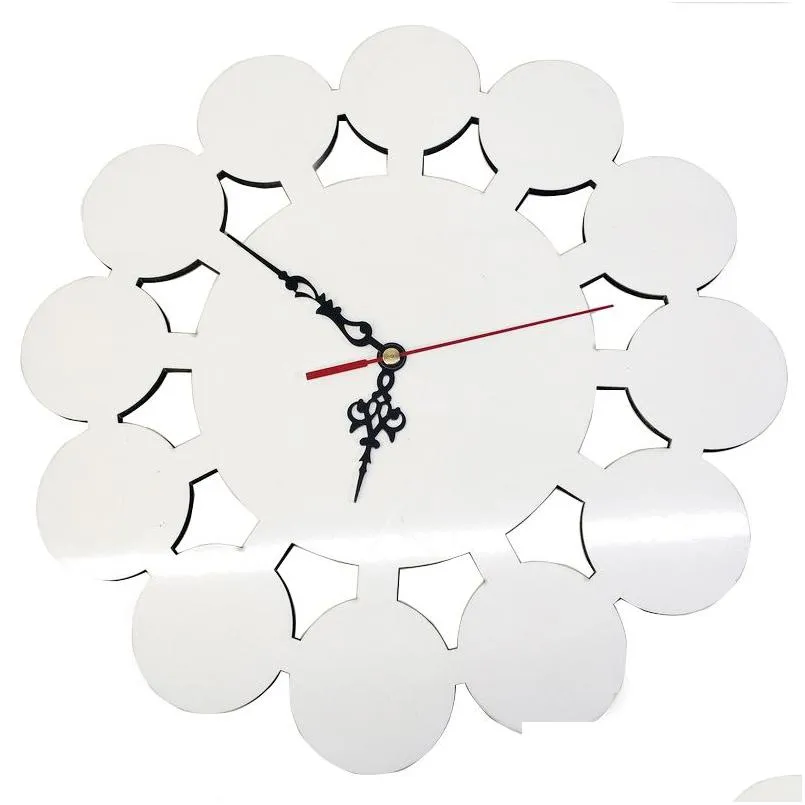 Sublimation Blancs Horloge Murale Horloges Rondes Mdf Silencieux Nonticking Décoratif À Piles Pour Diy Drop Delivery Dhugd