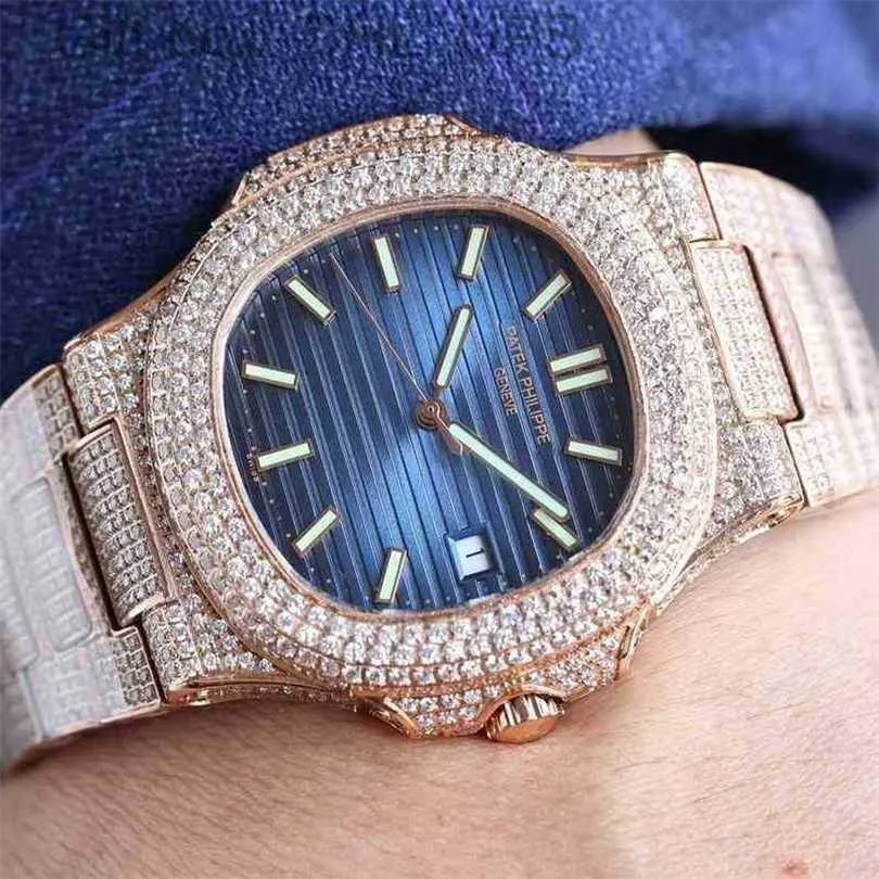 Geïmporteerde zirkoon kristalbeweging Zwitsers horloge nautilus bodafili -sterren en saffierspiegel Leisure Elegant 2Otn fj9c