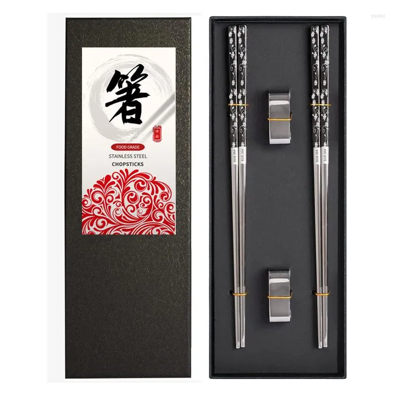 Choquesticks Conjunto de aço inoxidável 304 Becada de cozinha talheres reutilizáveis ​​de metal de mesa chinesa