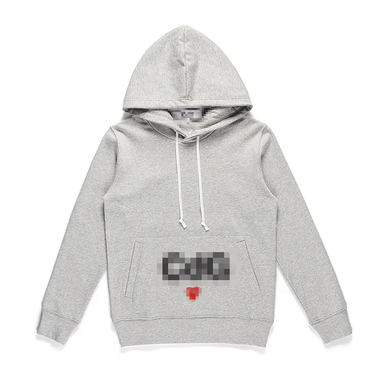 New Designer Mens Grey Grey Hoodie Men With CDG Red Hearts XL Size