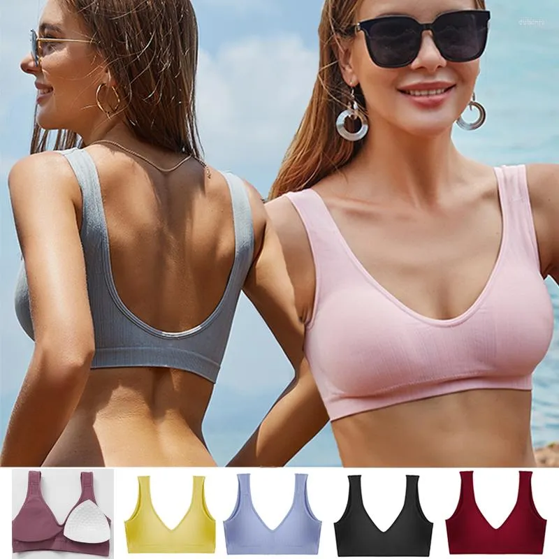 Camisoles & Tanks Women Seamless Bra Set Sexy Push Up Padded Bralette Low Waist Thongs Ladies Deep V Underwear Suits Girls Intimates