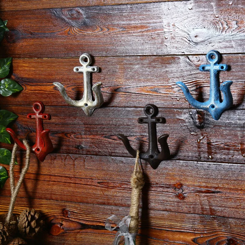 Hooks Rails Metal Wall Hook Rustic Anchor Rack Clothes Key Hat