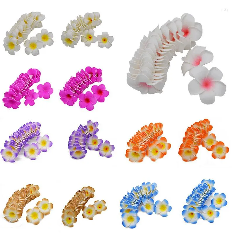 Dekorative Blumen, 10 Stück, 5 Größen, PE-Schaum, Plumeria, DIY, künstlicher Kranz, Frangipani-Ei-Blütenköpfe für Hochzeitsdekoration, Hawaii-Party