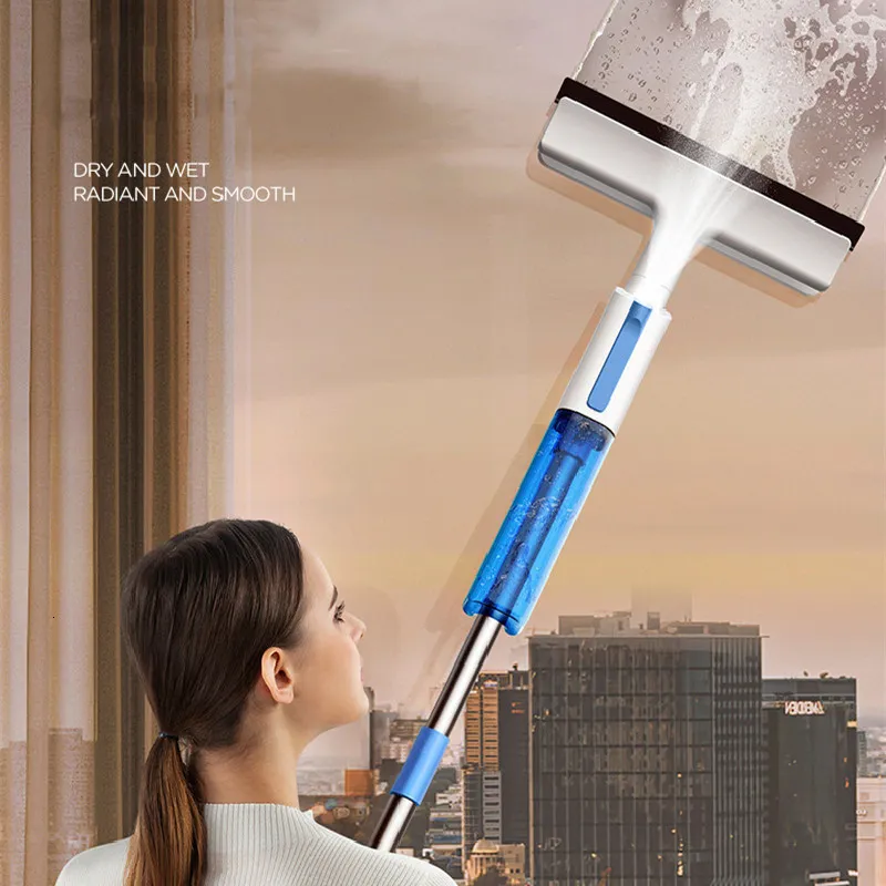 MOPS Spray Mop Window Scraper Wisser Vloer Squeeze Gadget Water Was Auto Raam Borstel Flat Roterende Home Accessoires Gemakkelijk af te voeren 230327