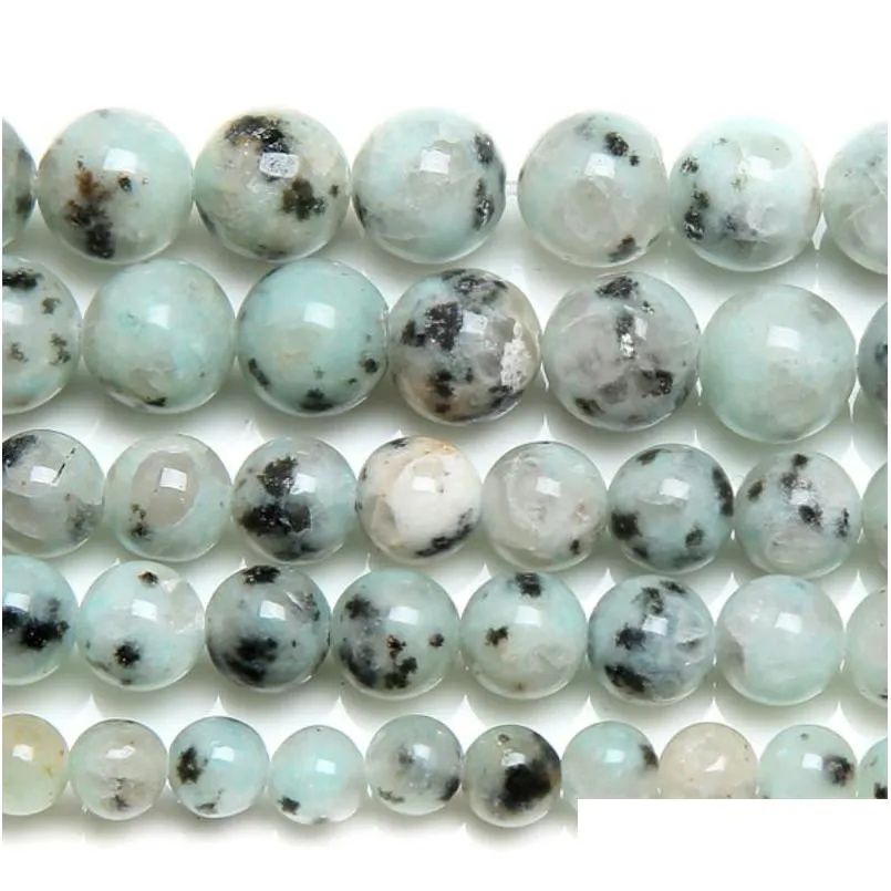 Stone 8mm natuurlijke sesam kiwi Jaspers rond losse kralen 4 6 8 10 12mm pickmaat voor sieraden maken druppel levering 202 DHR58