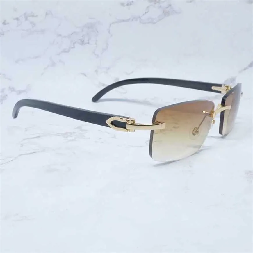 Luxus-Designer-Sonnenbrille von hoher Qualität, 20 % Rabatt auf quadratische, echte Büffelhorn-Herren-Sonnenbrille, Vintage-Randlose Buffs-Damenbrille