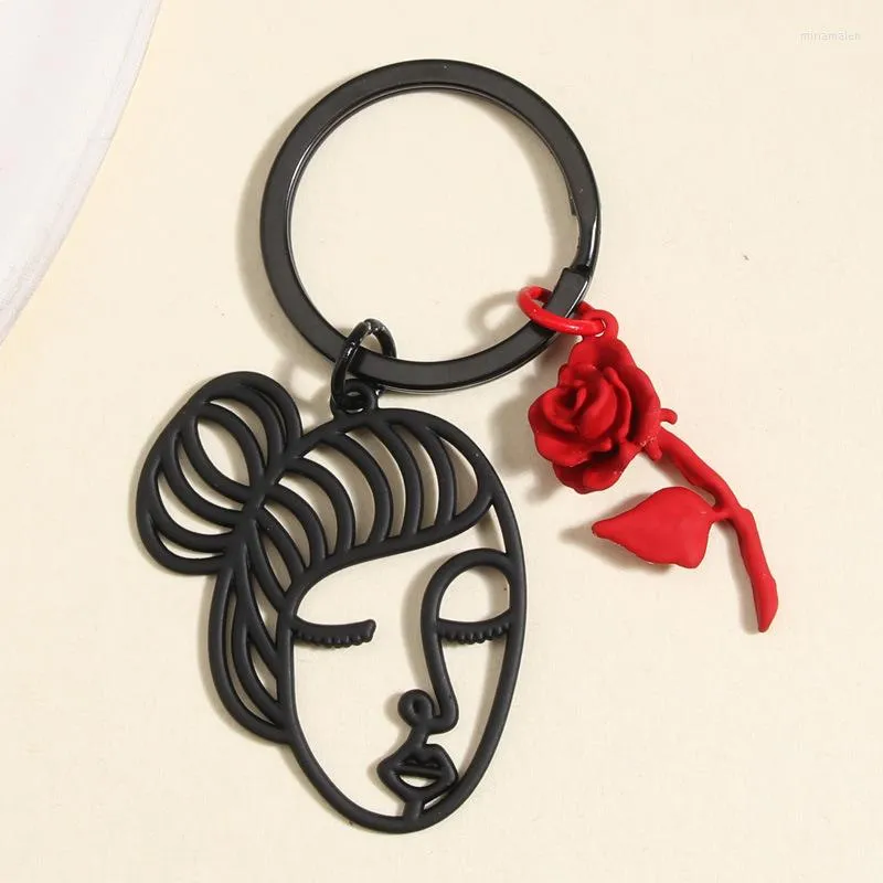 Keychains Retro Classic Spray Paint Frosted Keychain Fashion Elegant Rose Woman Car Key Ring K5111