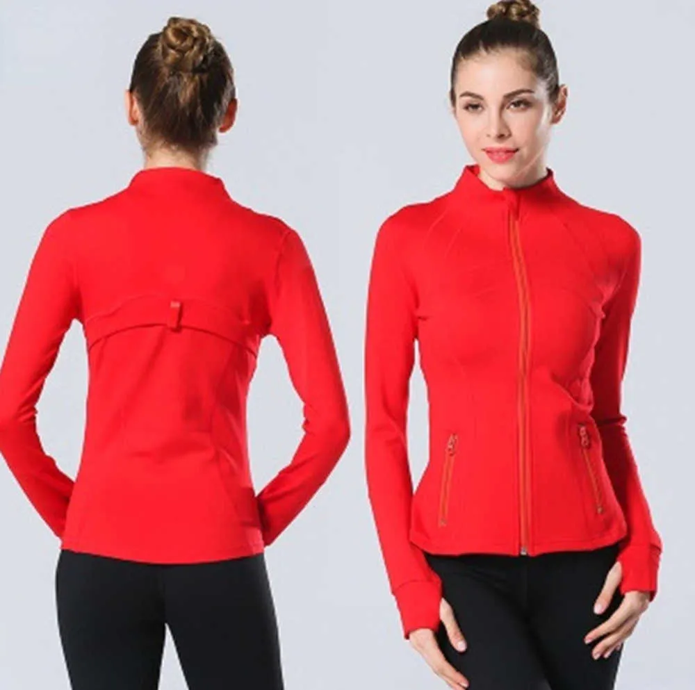 lu Yoga lulemens Définir veste femmes solide sport respirant manteau à manches longues poches chemise de sport hauts d'entraînement tenue de course Sportwear Lu