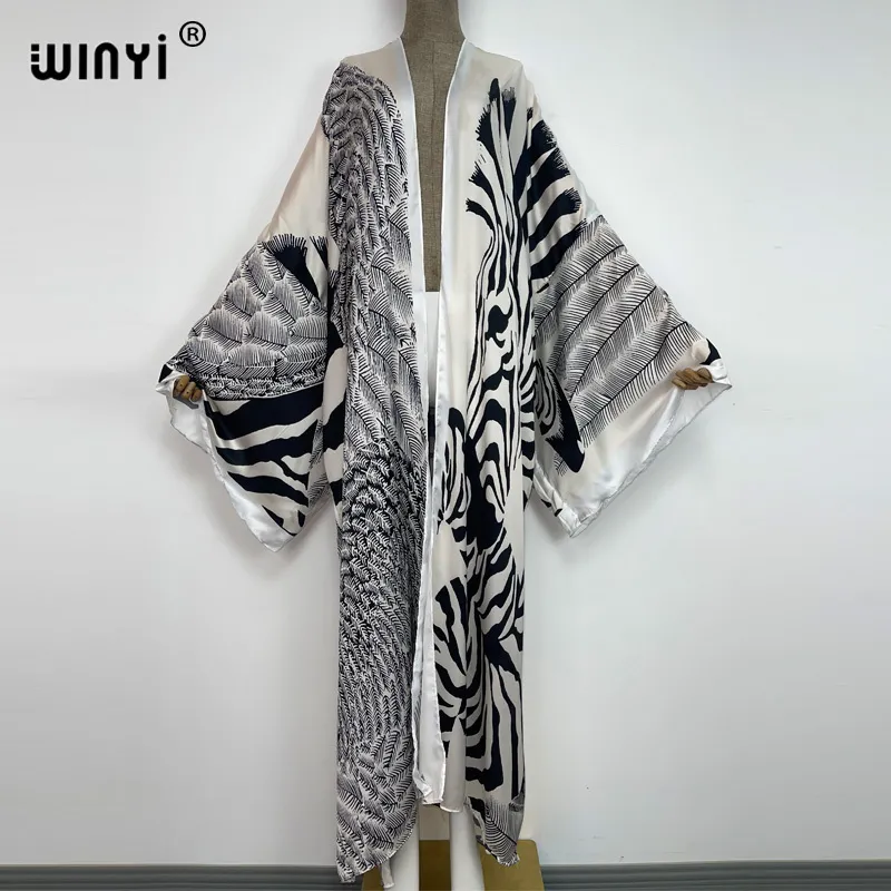 Kvinnors badkläder Winyi Summer Party Beach Wear Swim Suit Cover Up Africa Women Boho Cardigan Stitch Colorful Sexy Holiday Long Sleeve Kimono 230327