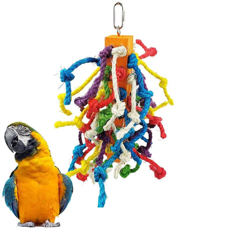 Other Bird Supplies Chewing Toy - Parrot Cage Bite Toys -Multicolored Wooden Blocks Tearing For Small And Medium Parrots Birds Cockatoos