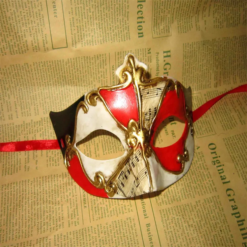 Party-Masken, Musikpartitur, Masker, klassisches europäisches Musiksymbol, antike Masken, Karneval, Venedig, Kostüm, Karneval, Maske, Geschenke 230327