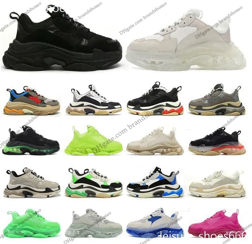 Paris Casual Shoes Triple S Clear Sole Trainers Pappa Sneaker Black Overdimensionerade män Kvinnor Beige Bästa kvalitetslöpare Chaussures Balenciagas Balencaiga skor