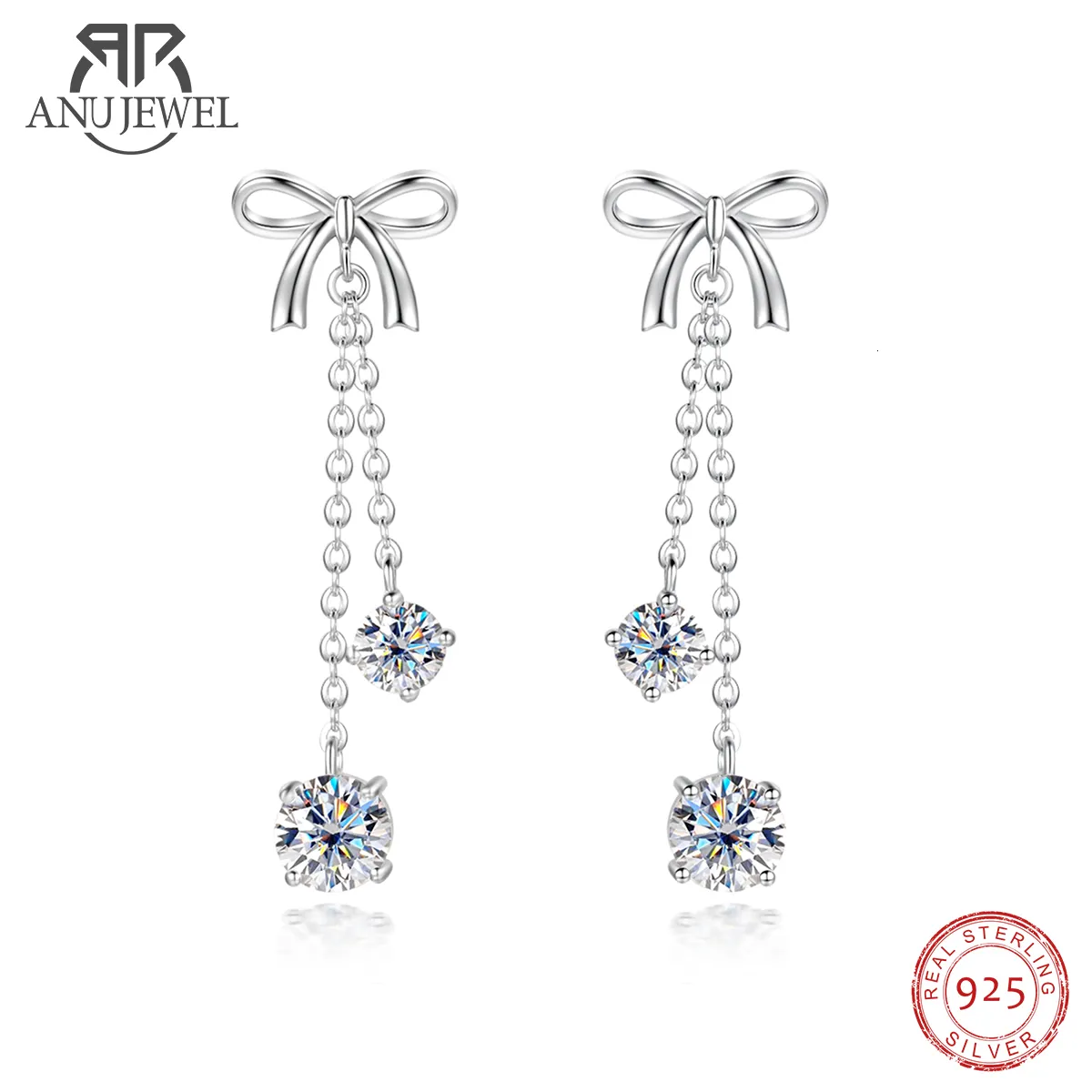 Oreille Manchette AnuJewel 3cttw D Couleur Diamant Arc Boucles D'oreilles En Argent Sterling 925 Boucles D'oreilles Charme Bijoux En Gros 230325