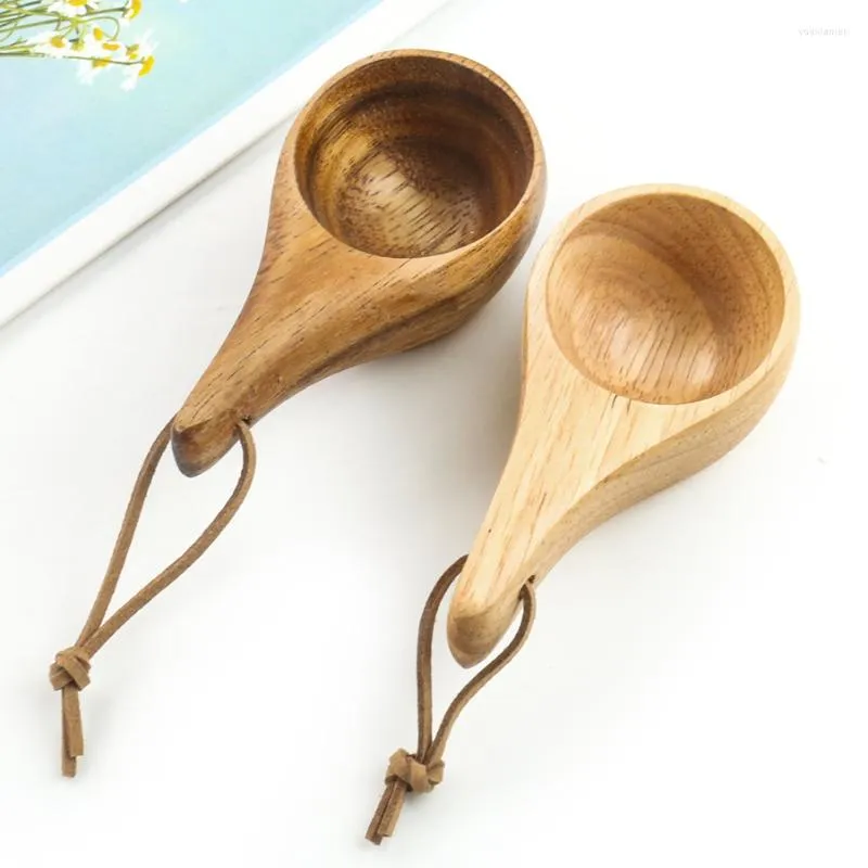 Tazze Piattini Mini tazza da alpinismo finlandese Tazza di legno Acqua Caffè Latte Forniture per la cucina domestica Bere per bambini Anti-caduta