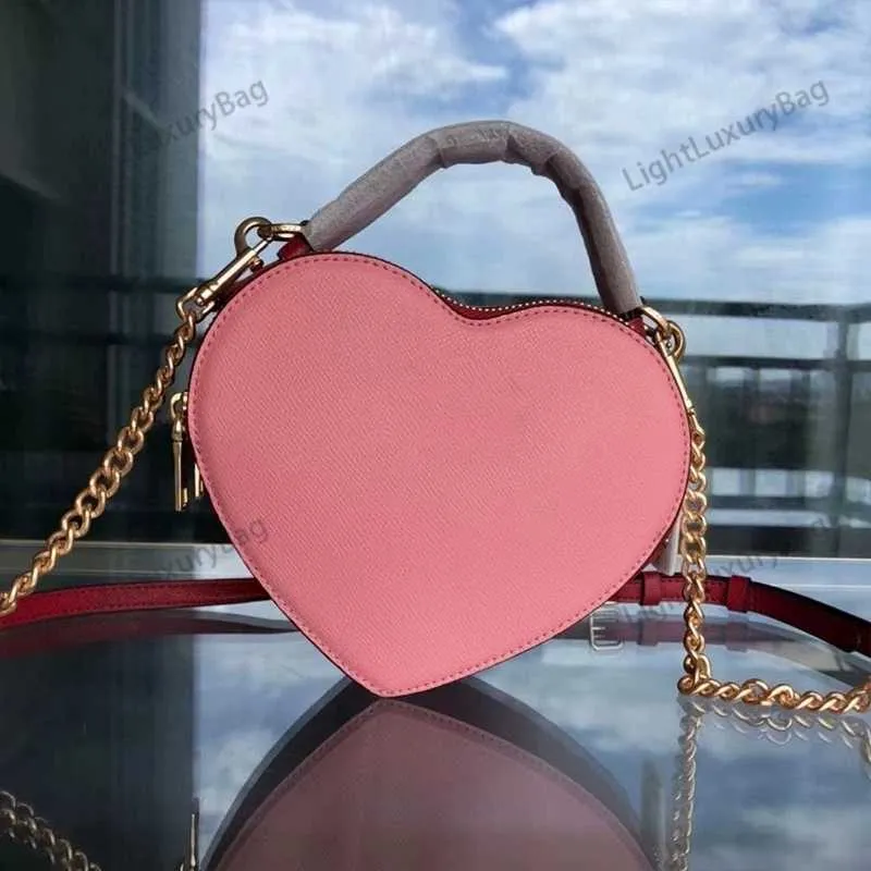 Chic Pink Heart Crossbody Bag - Designer Leather Shoulder