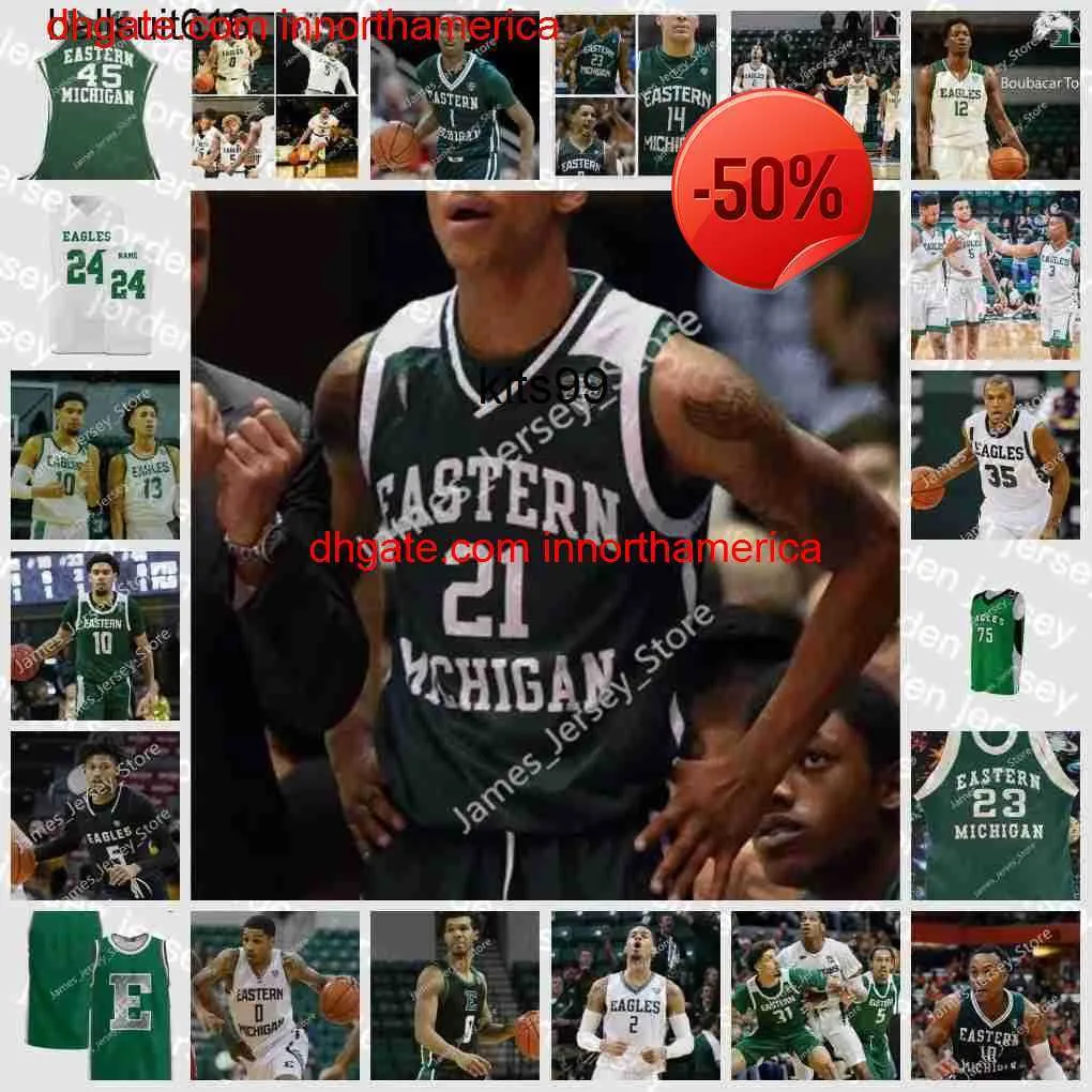 NOUVEAU NCAA Custom Eastern Michigan EMU Maillot de basket-ball cousu 0 Kevin-David Rice 3 Luka Savicevic 2 Monty Scott 2