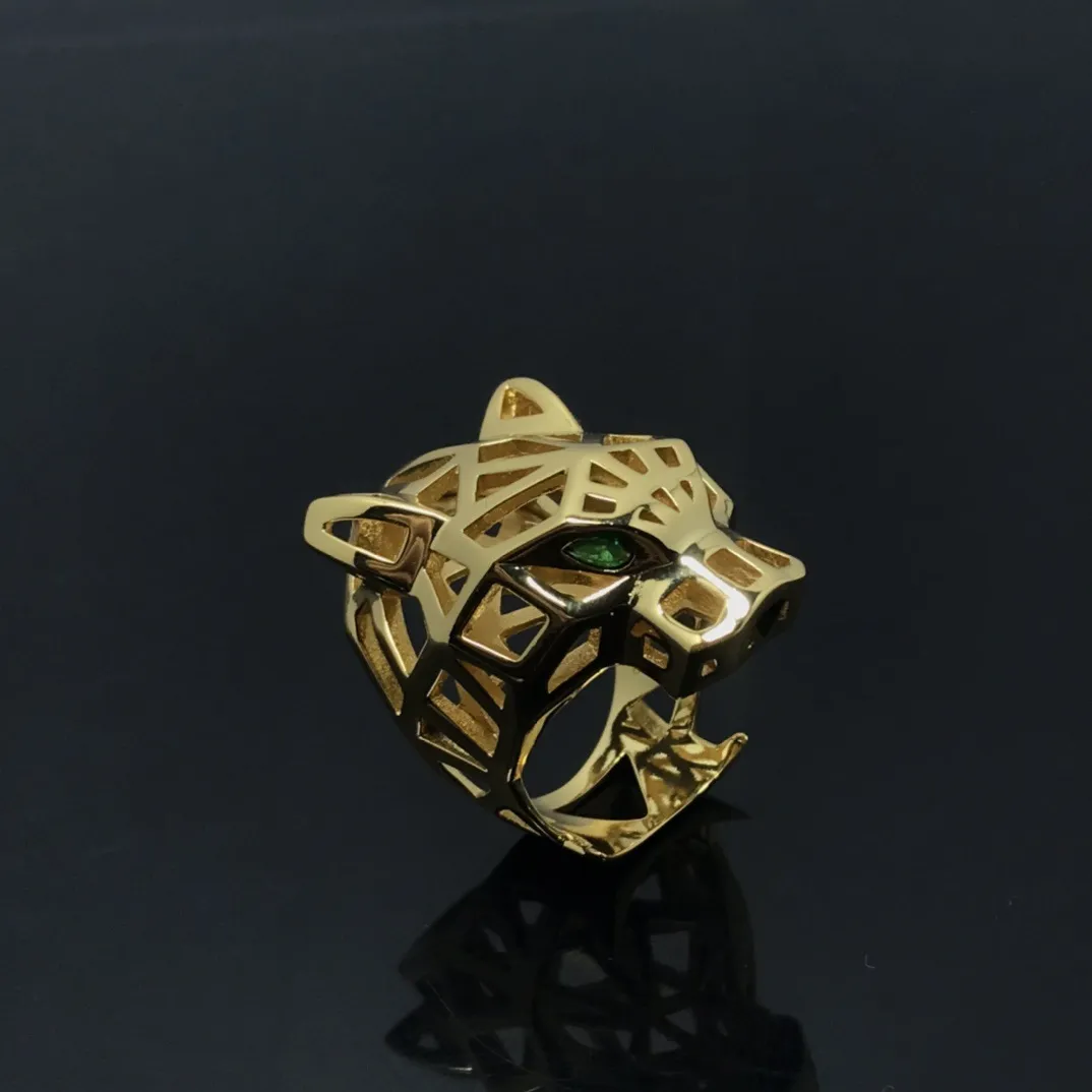 Mode grote ring panthere designer ringen voor mannen vrouwen met een diamant smaragdglazen goud vergulde 18k bruiloft sieraden feestgrootte 6 7 8 9