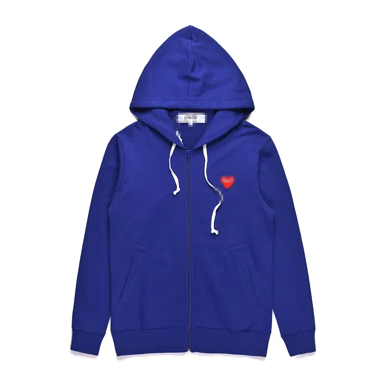 Mens Hoodies Sweatshirts Designer Com Des Garcons Spela Sweatshirt CDG Red Heart Zip Up Hoodie Brand Navy Blue Size XL