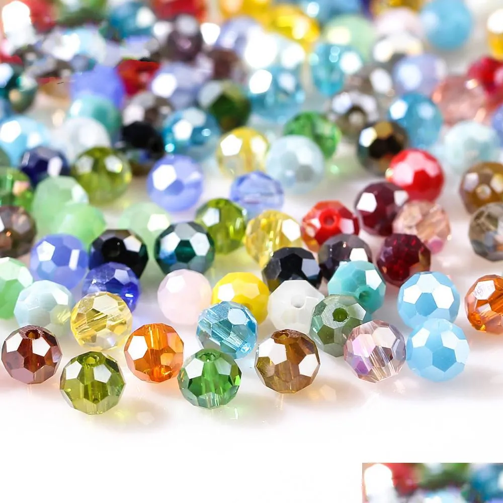 Andere 3 4 6 8 mm Tsjechische AB kleurglas kralen rond met gat gefacetteerd kristal voor sieraden maken handgemaakte aanbod 100 van
