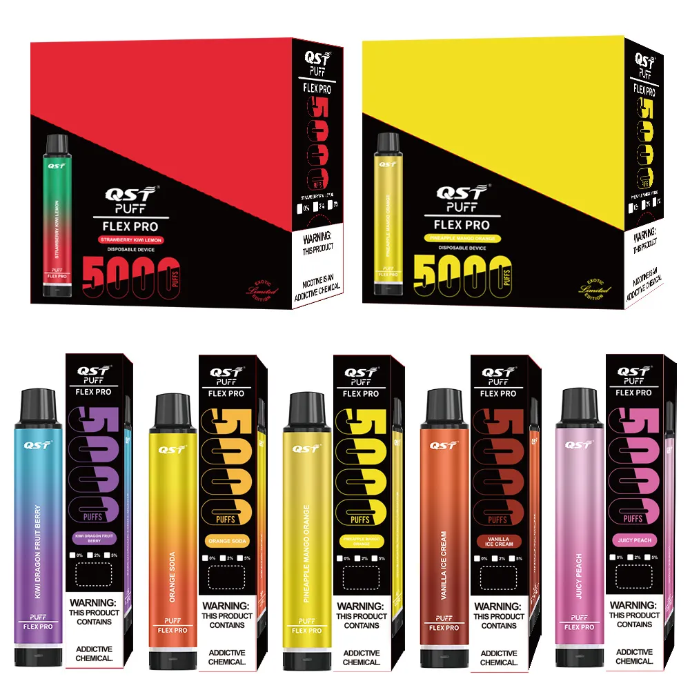 QST Einweg-Vape-Puff Flex Pro 5000 Typ C, 15 Einweg-Geschmacksrichtungen, 2800 Puffs