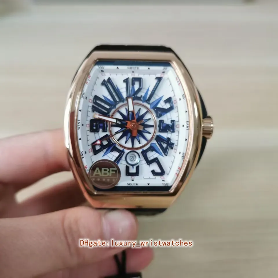 ABF Perfect Mens Watches V45 Sc DT Yachting 5n 44mmx53mm Rose Gold Skórzane opaski Pasek ETA 2824 Automatyczne mechaniczne mężczyzn Watch zegarek na rękę Pudełko prezentowe