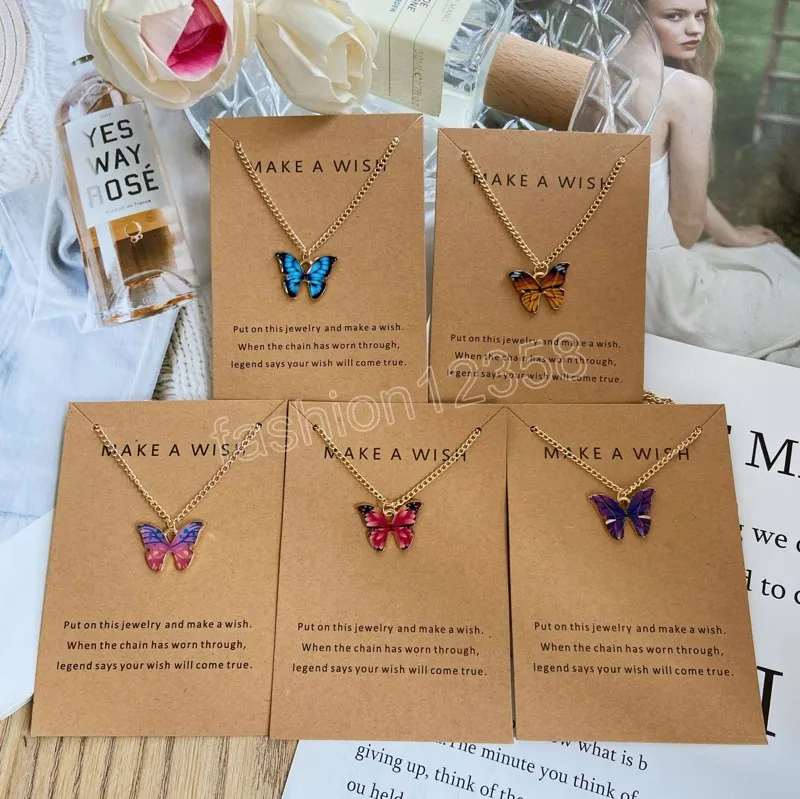 Modny ładny naszyjnik motyla dla kobiet w zawieszonych zwierząt łańcuch od dziewcząt mody mody prezent biżuterii