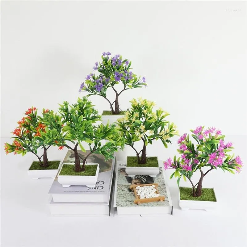Dekorativa blommor Simulering Potted Wishing Tree Plant Green Small Bonsai Desktop Fake Flower Decoration Home