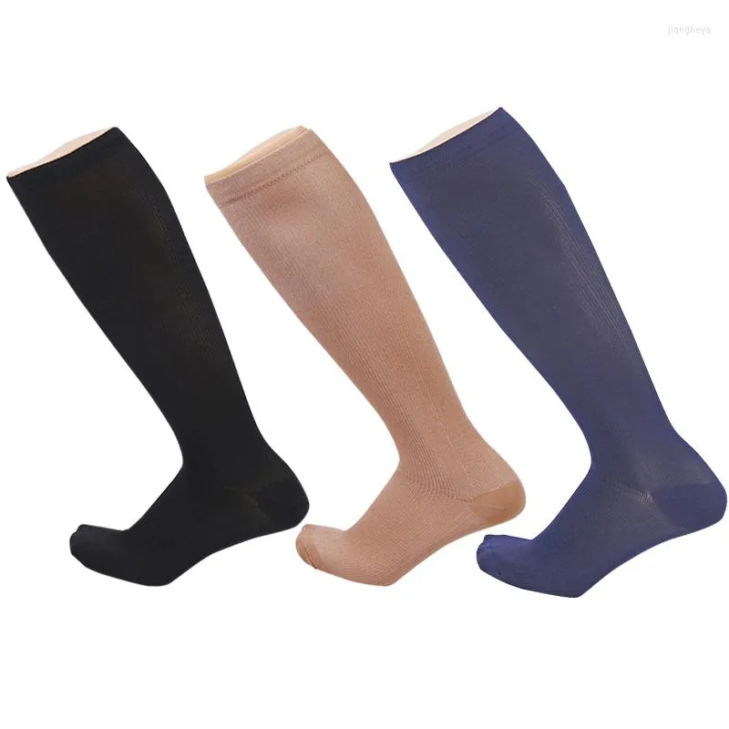 Sportsokken mannen vrouwen compressie reisdruk circulatie anti-vette knie hoge sok universitaire magische kousen 1 lot / 3pairs