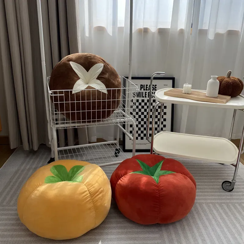 Creative Vegetables Tomatoes Persimmon Mushroom Plush Toy Cute Fruit Stuffed Sofa Cushion Room Decor Pillow Lovely Gift Present 45cm