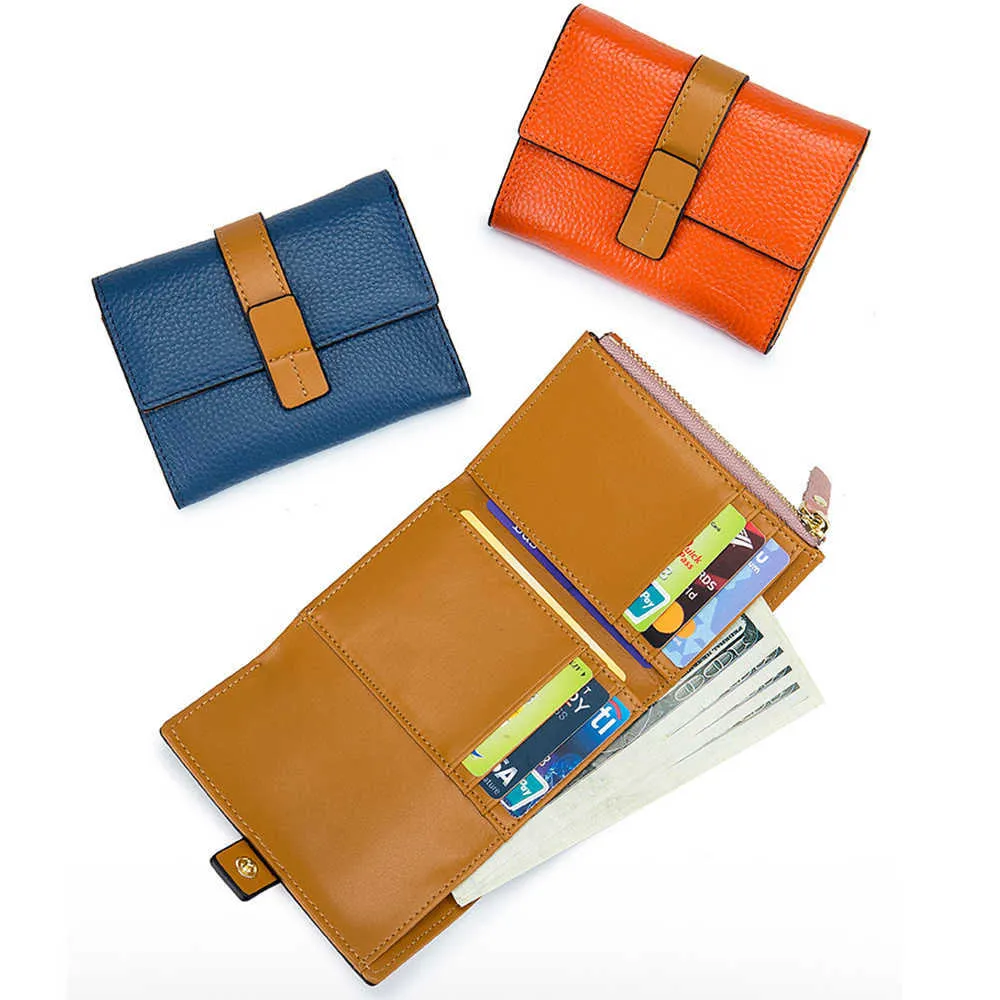 Portefeuilles Luxe portemonnee Nieuwe lederen portefeuilles Dames Coin Short Hasp Handtas Panelled Multi Card Tri-fold Wallet Female Small Money Portemonnees G230327