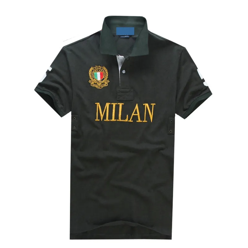 New Milan City Edition Polos Short Sleeve High Quality 100% Cotton Men's Brodery Technology Fashion Casual T-Shirt S-5XL