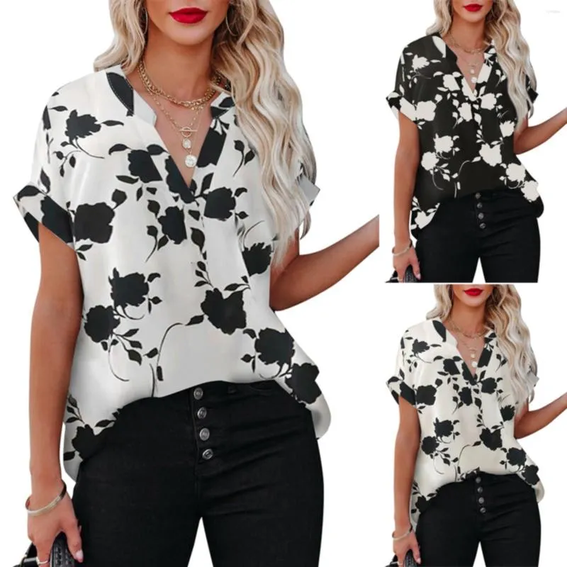 Blusas De Mujer Camiseta Túnica Camisas Atléticas De Mujer Tops De Verano para Mujer Estampado Floral Manga Corta con Refranes