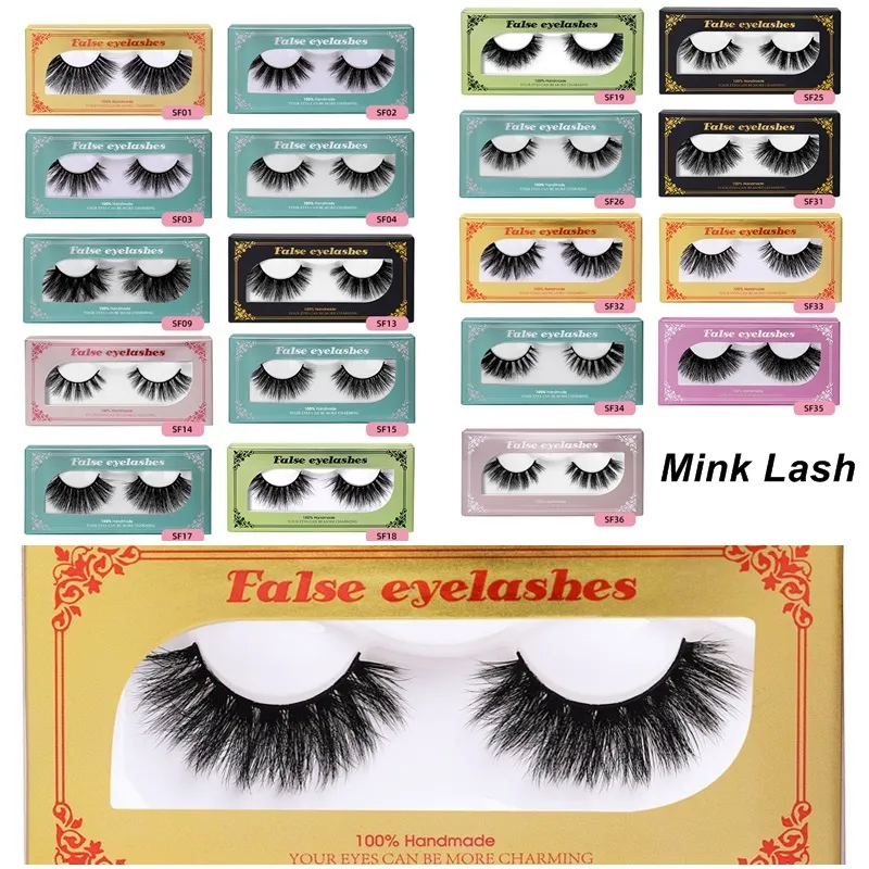 30 Styles Naturel Faux Cils Lumière Douce 100% Mink Lash 3D Mink Eyelash Eye Lash Extension Maquillage