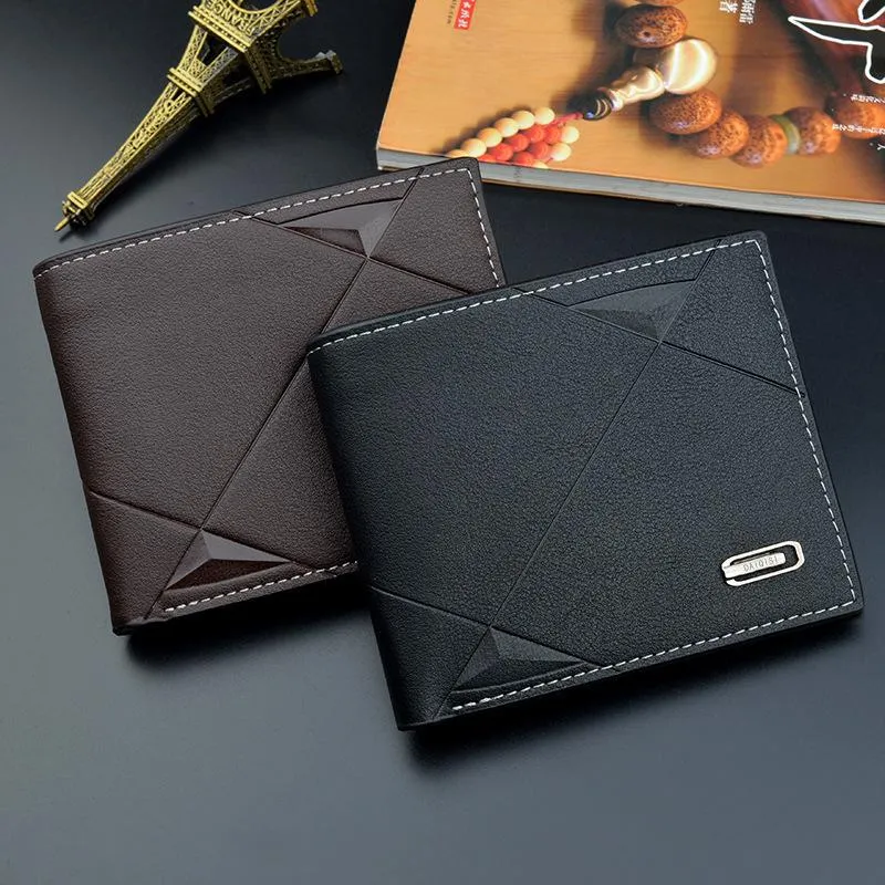 Wallets Male Thin Three-fold Horizontal Soft PU Leather Wallet Short Multi-card Slot Coin Purse Card Holder Carteira Masculina