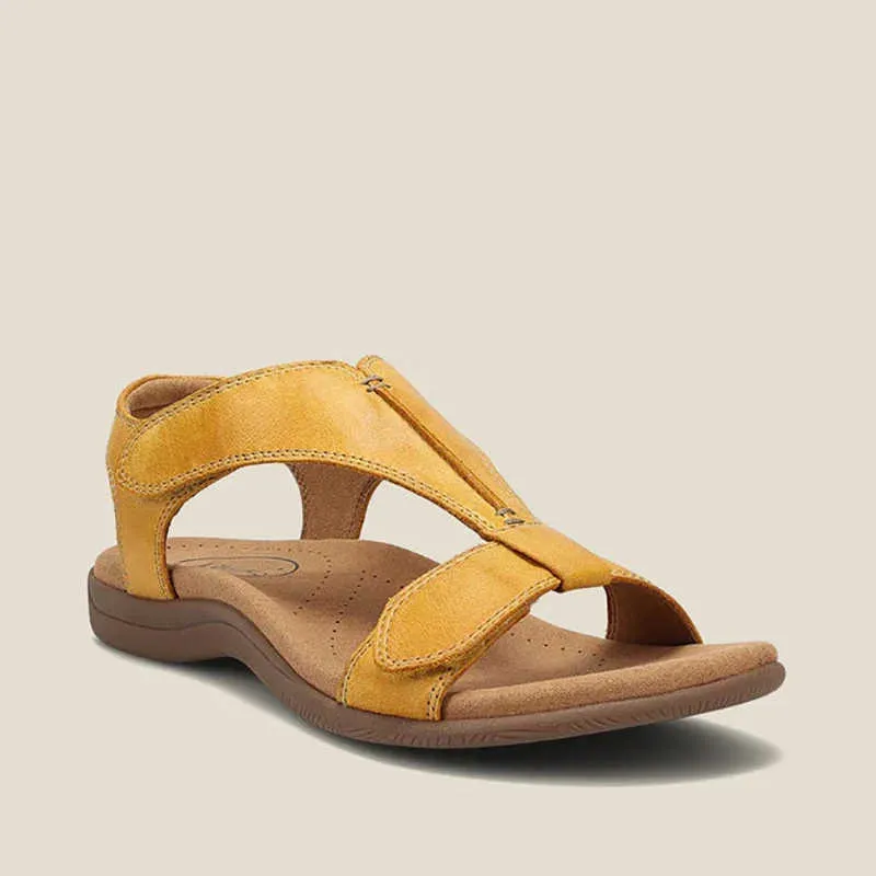 Sandaler 2023 Kvinnor Summer Comfort Solid Color Orthopedic Sandals Tstrap Hook Loop Ladies Casual Wedges Beach Shoes Plus Size Sandalias Z0325