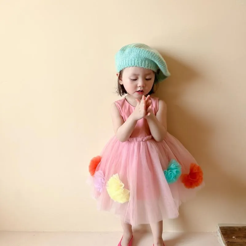 Mädchen Kleider Mode Kleinkind Baby Mädchen Pom Tüll Prinzessin Kleid Für Kinder Schöne Ärmellose Candy Farbe Sommerkleid Geburtstag