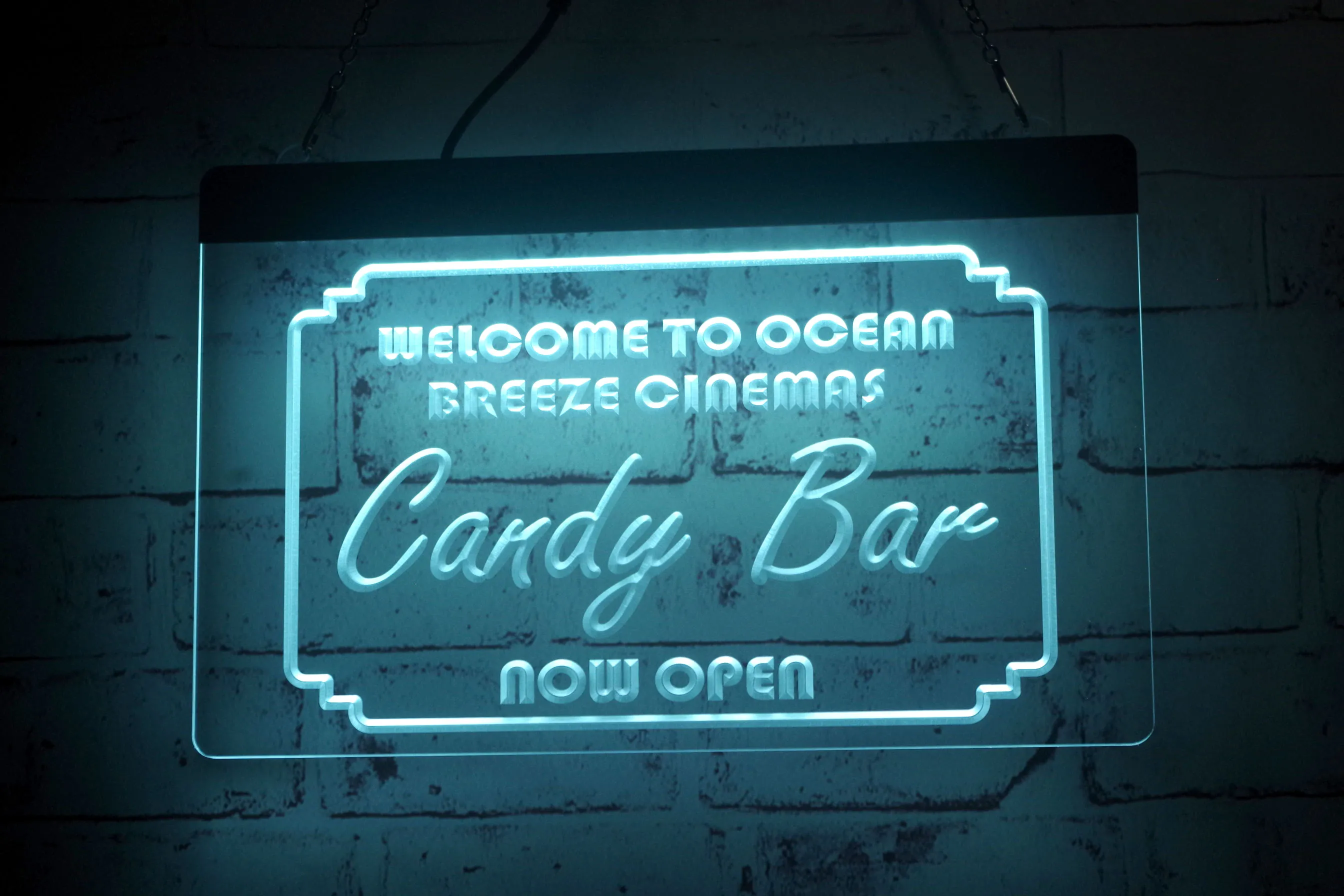 LD6237 LED Strip Lights Sign Ocean Breeze Cinemas Candy Bar Open 3D Gravure Gratis ontwerp Groothandel Retail