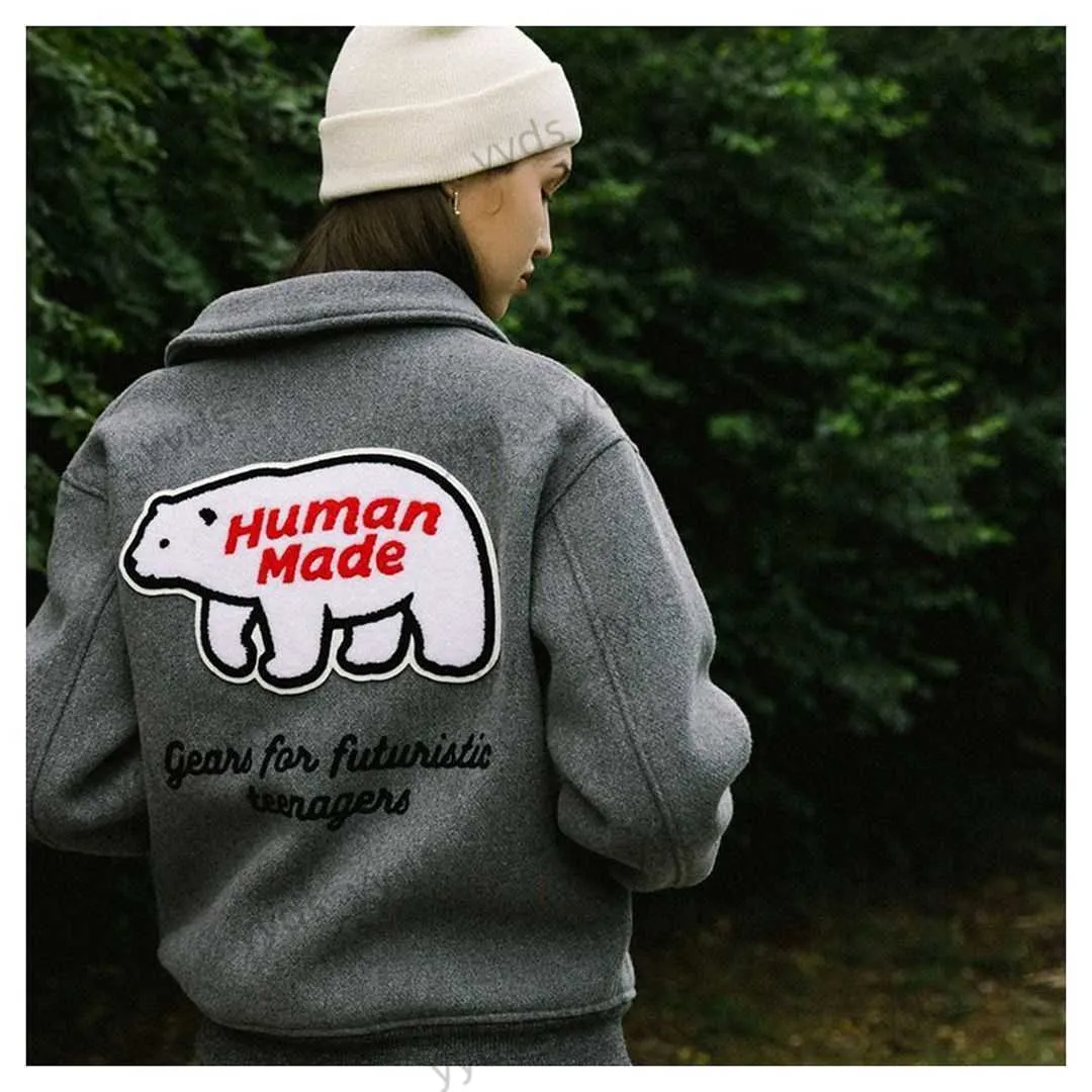 Giacche da uomo NIGO HUMAN MADE Autunno e inverno Nuovi uomini e donne Coppia lana ricamo orso polare Giacca cappotto di cotone spesso T230327