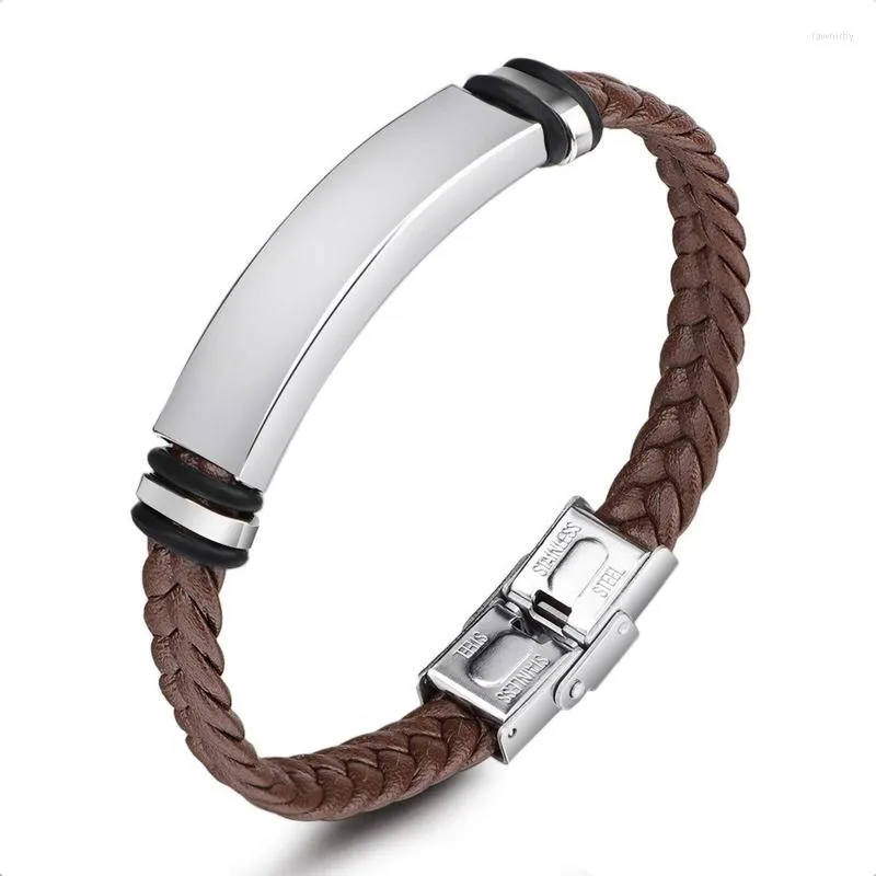 Braccialetti con ciondoli Bracciale in pelle intrecciata moda intrecciata per uomo Regalo gioielli braccialetto nero marrone casual vintage in acciaio inossidabile