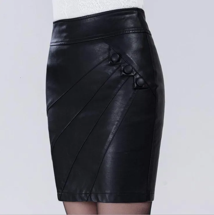 Юбки M/5XL, женские кожаные юбки, весна-лето, тонкая черная юбка-карандаш, облегающая мини-юбка большого размера, мини-юбка Saias K1229 230327