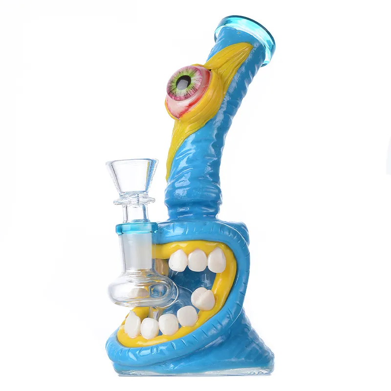 14mm Female Joint Hookahs Halloween Style Heady Glass Glass Bongs Unique Bongs Showerhead Perc Water Pipes Eye Teeth Oil Dab Rigs TX816