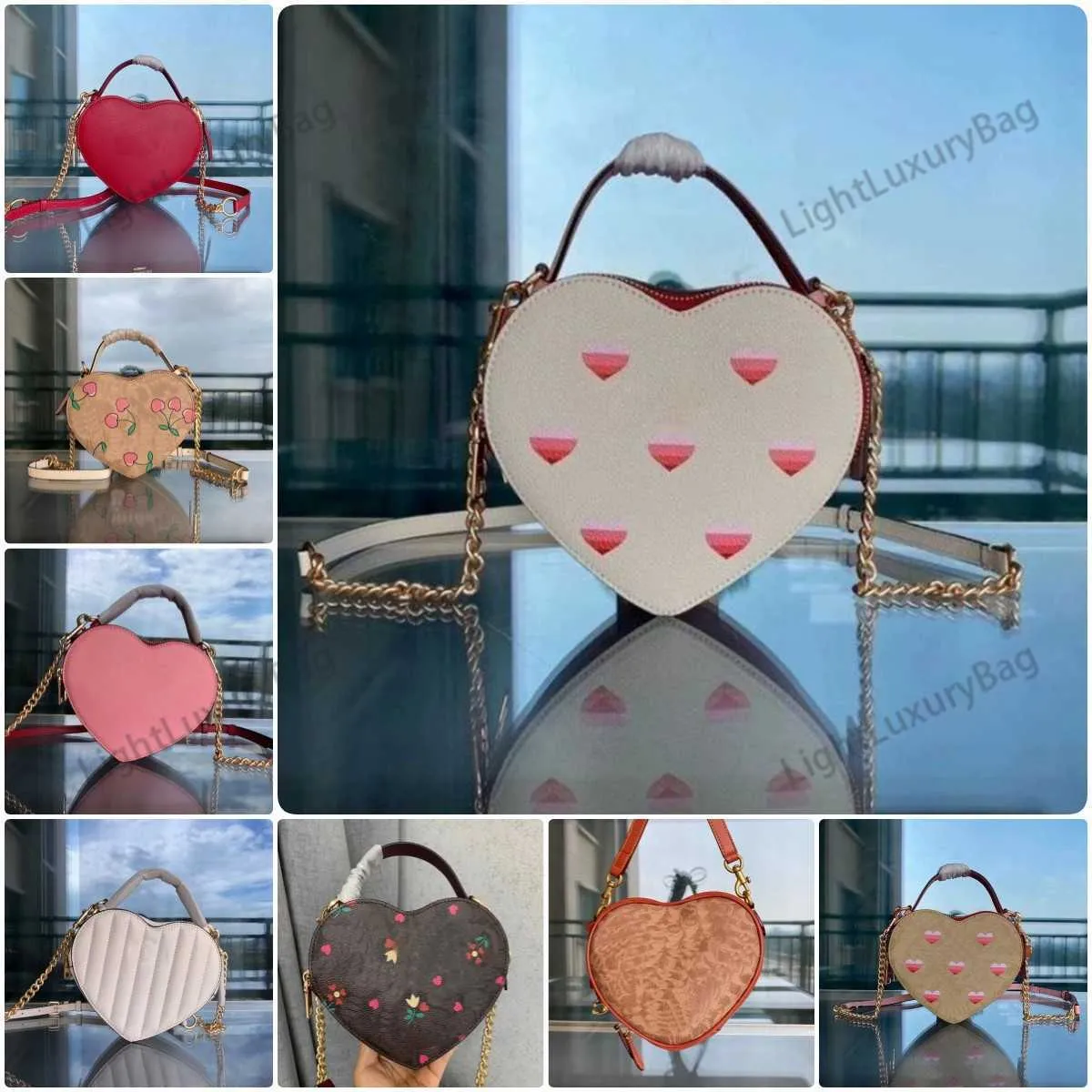 Designer Rose Coeur Sac À Bandoulière De Mode Femmes Pour L'amour Cerise Sacs Portefeuilles En Cuir Véritable Classique De Luxe Sacs À Main Femme Sacs À Main 230327