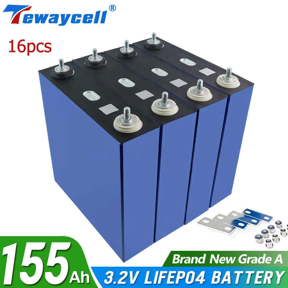 16pcs 155AH 48V LIFEPO4 Bateria de bateria Pacote de bateria 12V 24V Grade A Fospha de lítio DIY Novo solar dos EUA