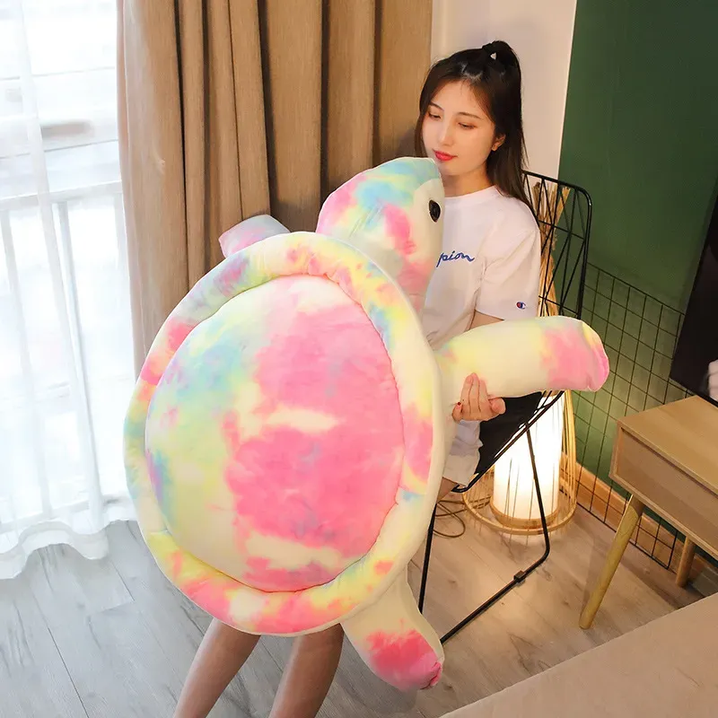 Renkli Kaplumbağa Peluş Oyuncaklar Sevimli Kaplumbağa Dolgulu Yastık Büyük Dolgalı Kızlar İçin Yumuşak Yastık