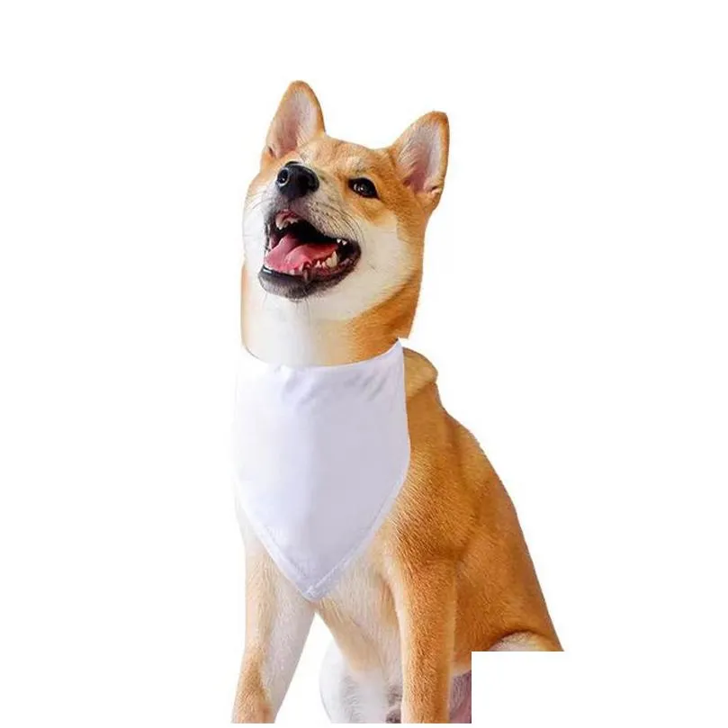 Sublimatie lege platen vaste witte huisdier driehoek sjaal Polyester Diy Dog Bandanas warmteoverdracht Bibs Kerchief Dh4ku