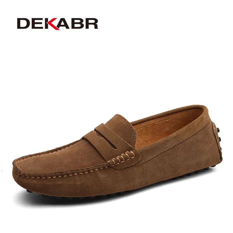 Dress Shoes DEKABR Large Size 49 Men Loafers Soft Moccasins High Quality Spring Autumn Genuine Leather Warm Flats Driving 230317