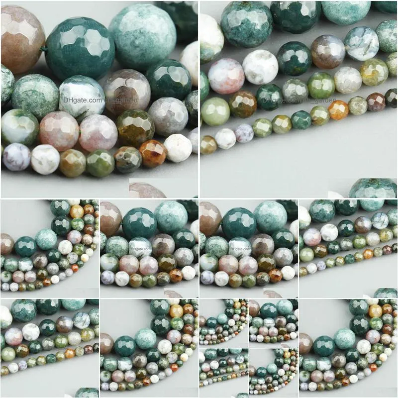 Stone 8Mm Round Faceted Indian Agat Beads Natural Loose For Bracelet Making Jewelry Strand 15 Drop Dhqyg